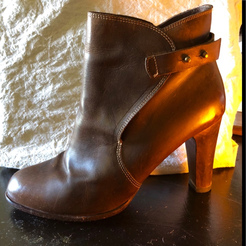 n.d.c. Brown Ankle Boots Wood Heel Excellent 39/9